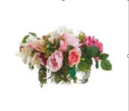 12.5" PEONY/ROSE/CYMBIDIUM IN ROUND VASE