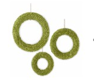 Set of 3 Dark Green Petal Leaf Wreaths w/Jute Hanger