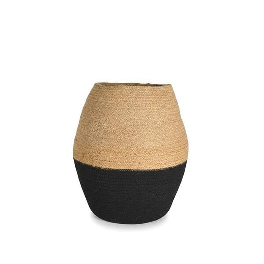 Black & Natural Flower Vase Dia 9.5"-ST - Natural