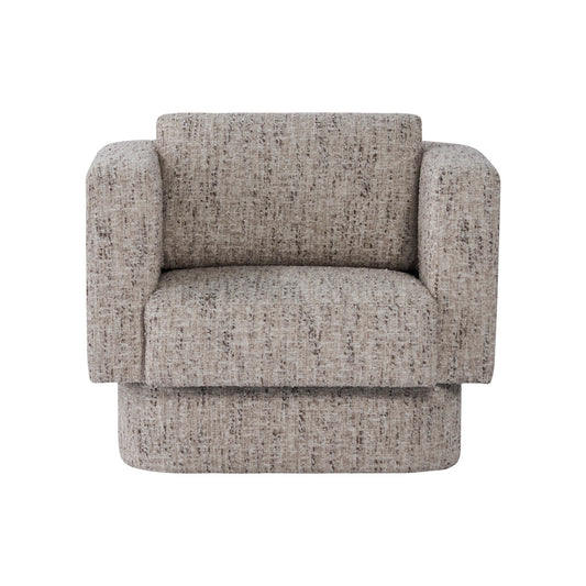 Boucl Fabric Upholstered Chair, Cream Color & Grey Melange