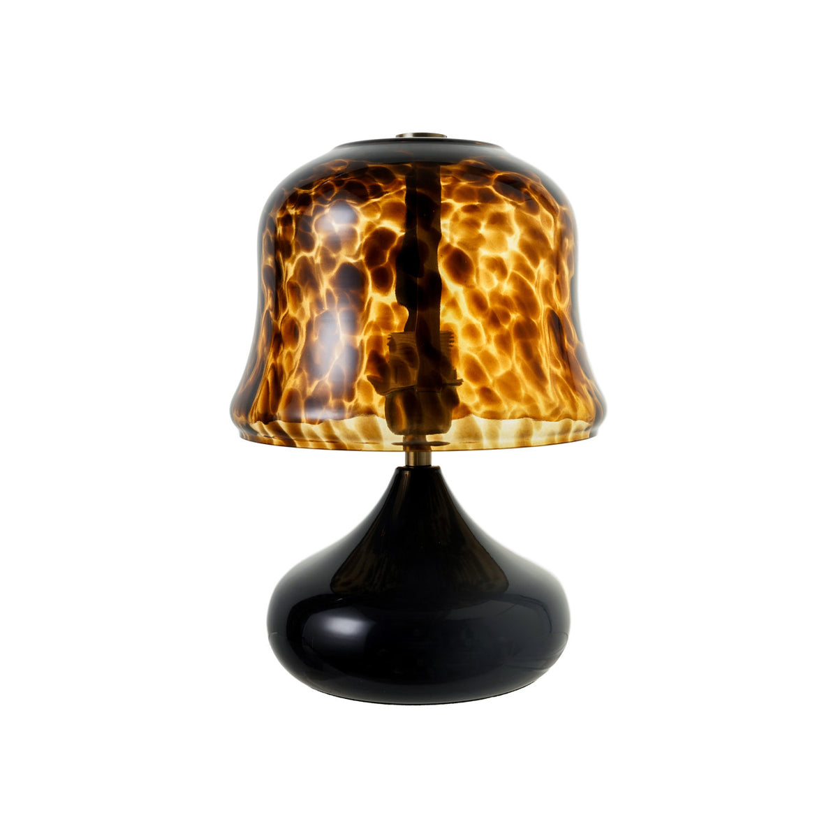 Enameled Metal Table Lampwith Hand-Blown Tortoise Glass Shade In Stock