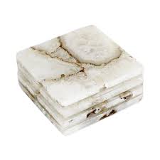 Set of 4 White Agate Coasters