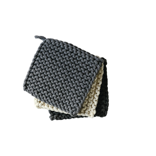 Cotton Crocheted Pot Holder,3 Colors