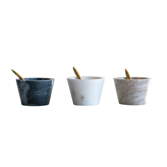 Marble Bowlwith Spoon,Setof 2 In Stock