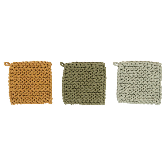 Cotton Crocheted Pot Holder,3 Colors