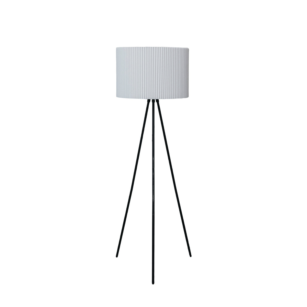 Metal Tripod Floor Lamp w/ Pleated Jute Shade In Stock