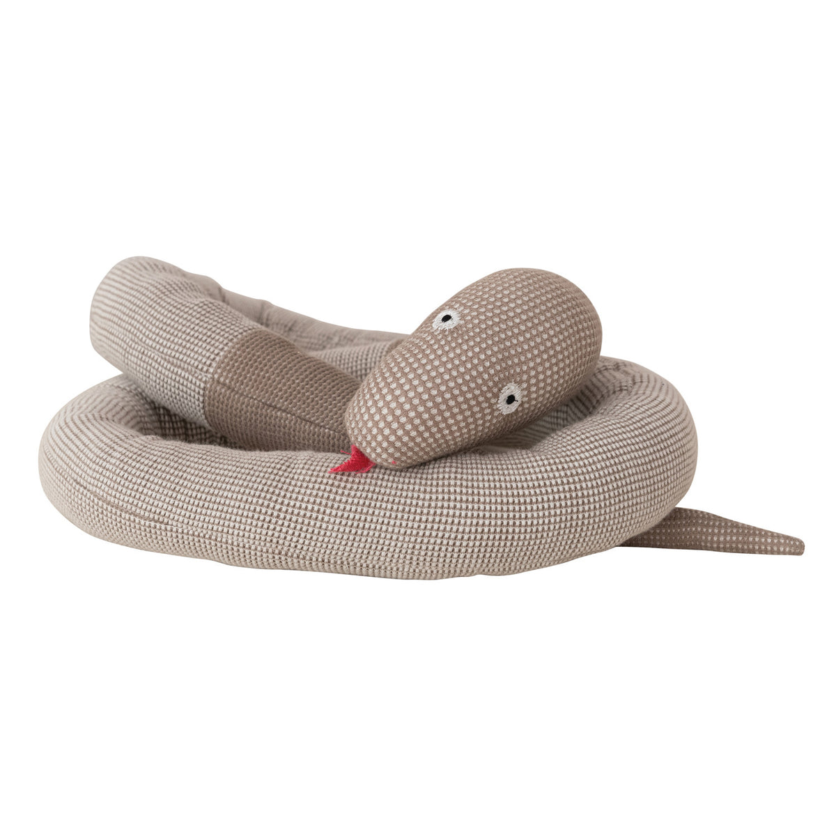 Cotton Snake Shaped Pillow w/ Red Tongue, Natural & Brown