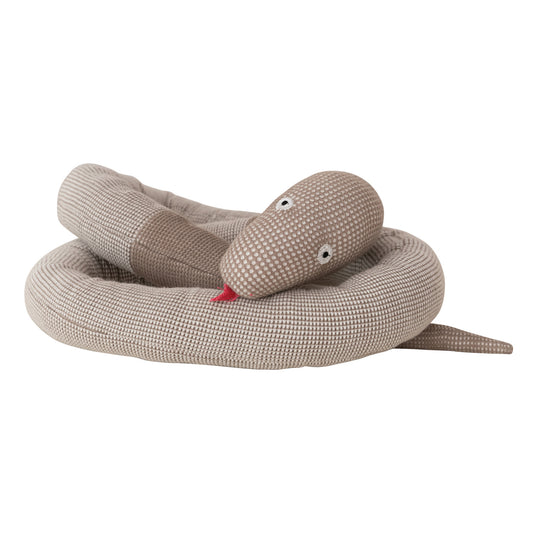 Cotton Snake Shaped Pillow w/ Red Tongue, Natural & Brown