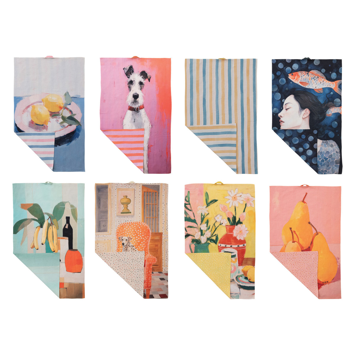 Printed Recycled Microfiber Two-Sided Tea Towel,8 Styles