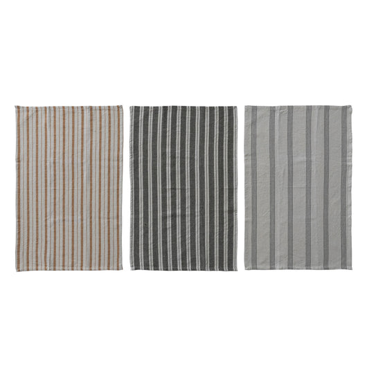 Woven Cotton Slub Tea Towelwith Stripes,3 Styles Backordered