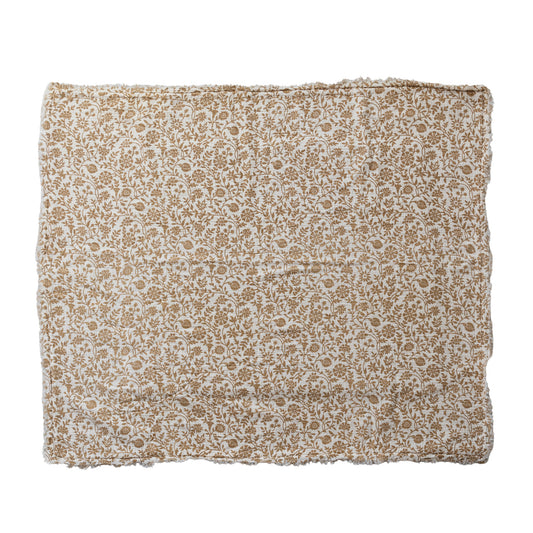 60"Lx 50"W Cotton Printed Throw with Kantha Stitch
