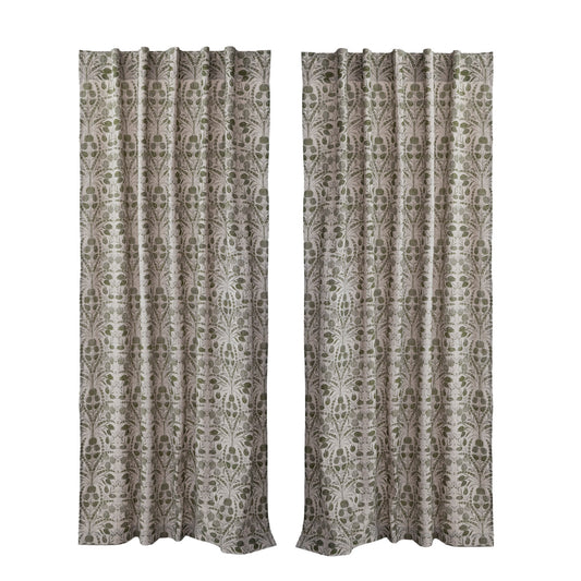 50"Wx 96"H Linen Printed Curtain Panel Pair