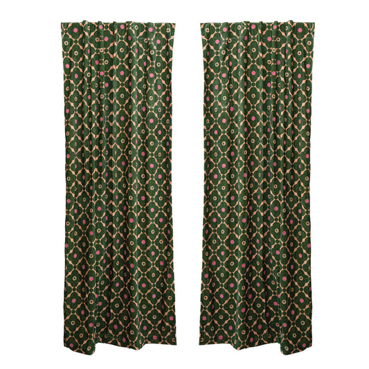 50"Wx 96"H Cotton Velvet Printed Curtain Panel Pair