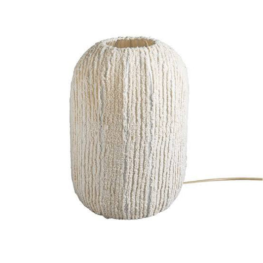 Striped Cotton Table White Lamp - White