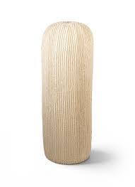Striped Cotton White Floor Lamp - White