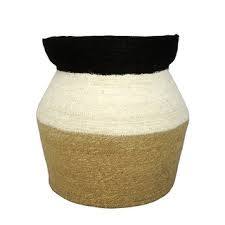 Seagrass Basket H 19.50" x Dia 17" Black, White, & Natural