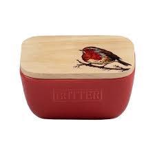 Red Butter Dish - Mistletoe