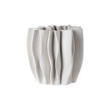 Ceramic Vase White Dia 9" - White