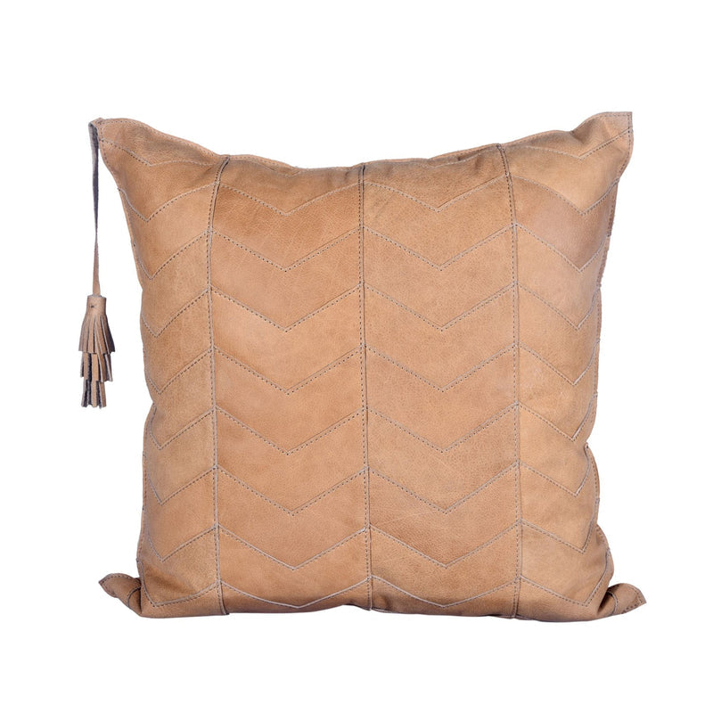 Genuine Leather Chevron Tasseled Throw Pillow, 20" x 20", 1PC Throw Pillows