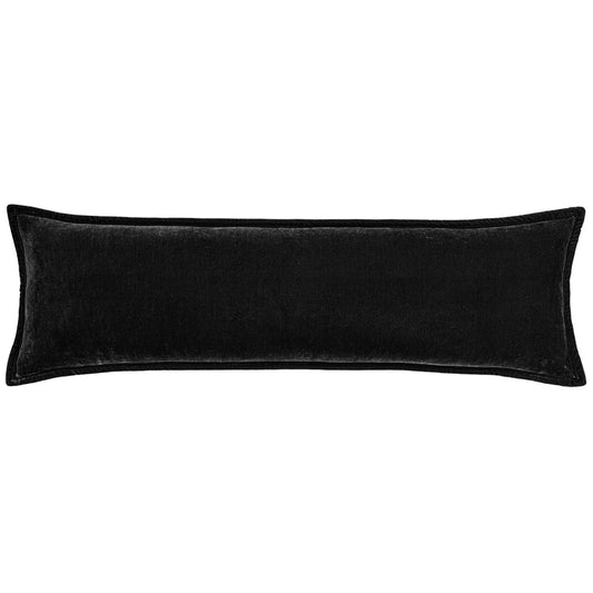 Stella Faux Silk Velvet Long Lumbar Pillow, 14" x 42", Black, 1PC Black, Pillow