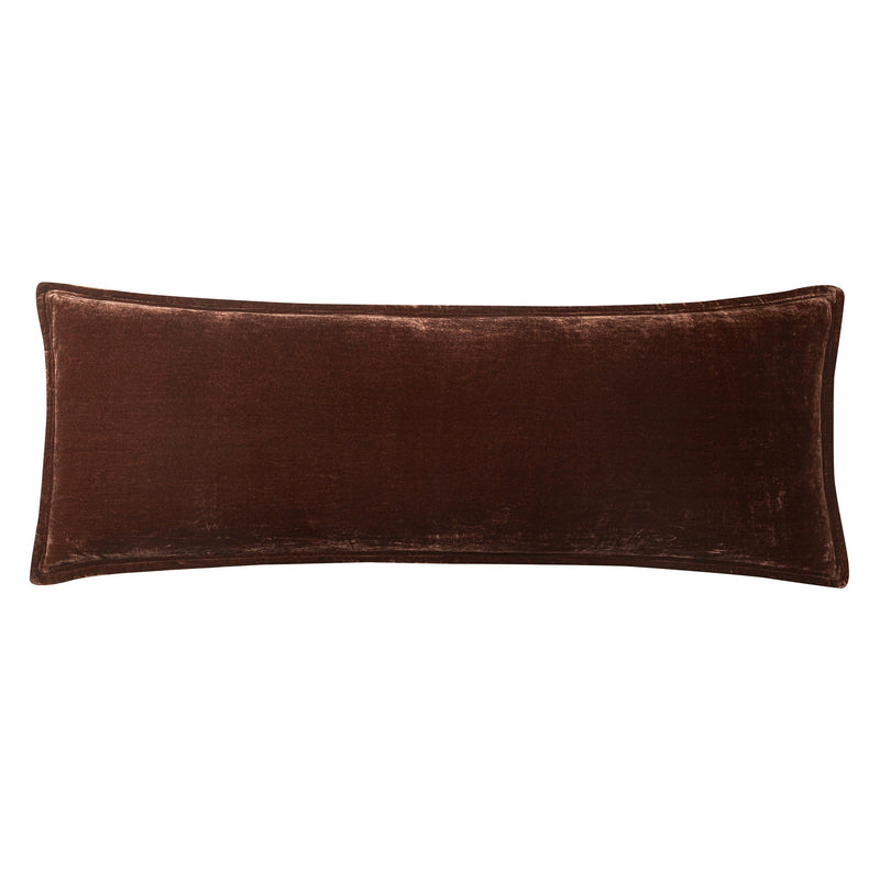 Stella Faux Silk Velvet Long Lumbar Pillow, 14" x 42", Copper Brown, 1PC Copper Brown, Pillow
