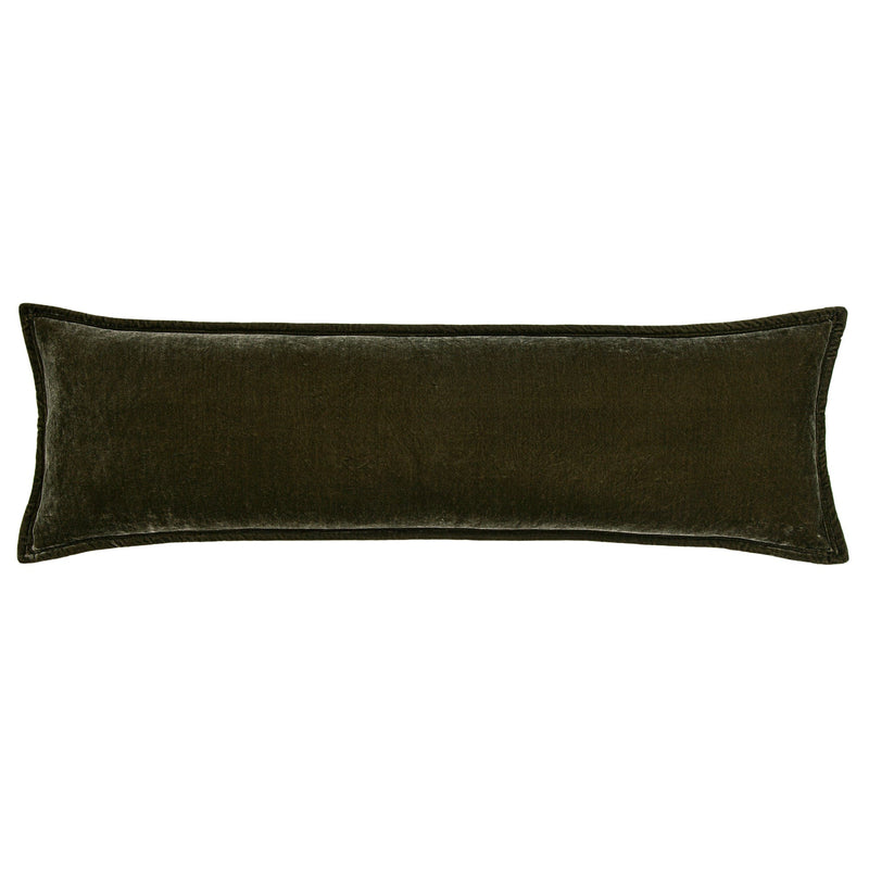 Stella Faux Silk Velvet Long Lumbar Pillow, 14" x 42", Fern Green, 1PC Fern Green, Pillow