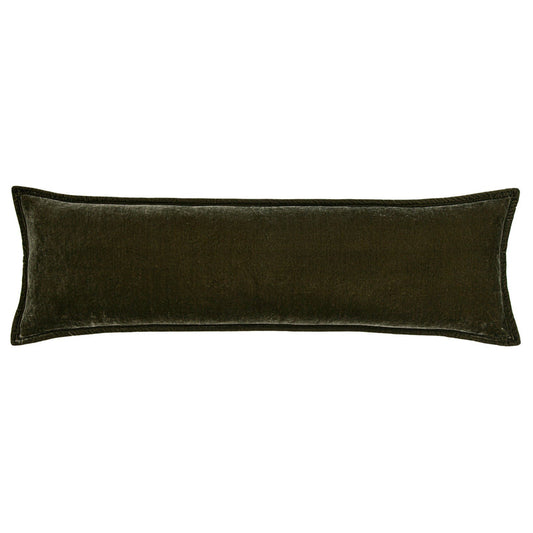 Stella Faux Silk Velvet Long Lumbar Pillow, 14" x 42", Fern Green, 1PC Fern Green, Pillow