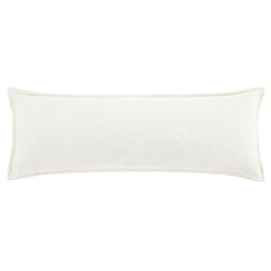 Stella Faux Silk Velvet Long Lumbar Pillow, 14" x 42", Stone, 1PC Stone, Pillow