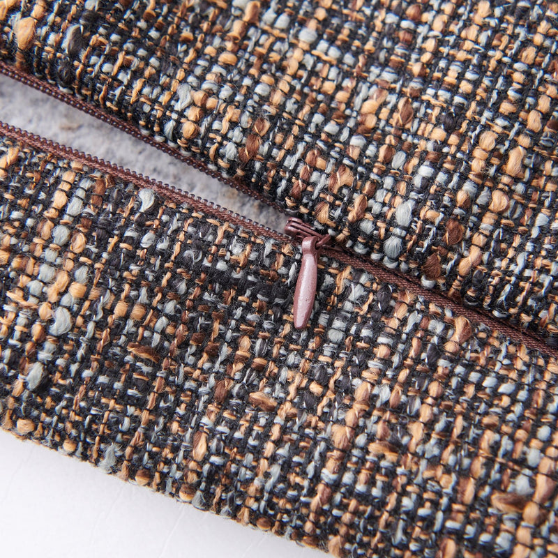 Tweed Buckle Detailed Lumbar Pillow, 14" x 36", Brown, 1PC Pillow