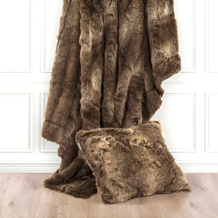 Faux Wolf Fur Oversized Throw Blanket, 60" x 90", 1PC Throw