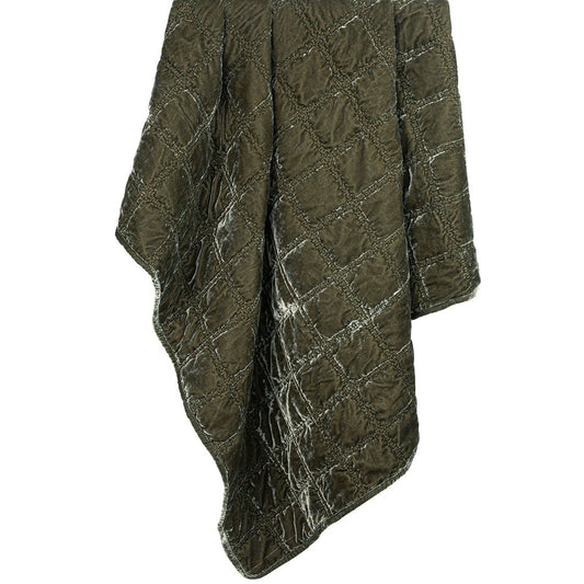Stella Faux Silk Velvet Double Box Stitch Throw, 50" x 60", Fern Green, 1PC Fern Green, Throw