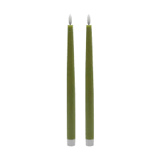 2 pc Tall Green Flameless Taper Candle - Green