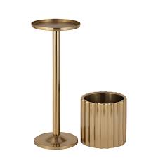 Gold Steel Ice Bucket Stand Only large - Gold