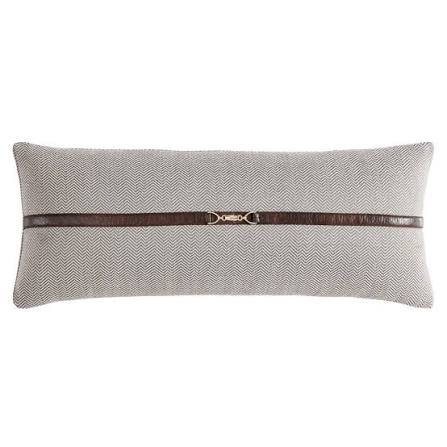 Herringbone Buckle Detailed Lumbar Pillow, 14" x 36", Taupe, 1PC Pillow