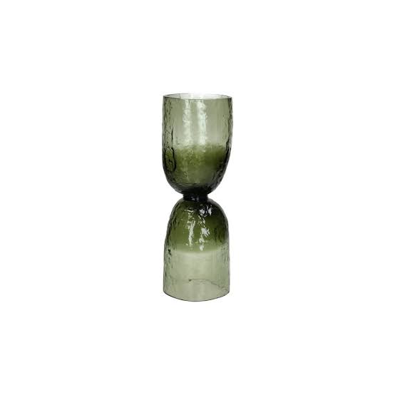 Vase Hurricane Glass Green Dia 4.5" - Green