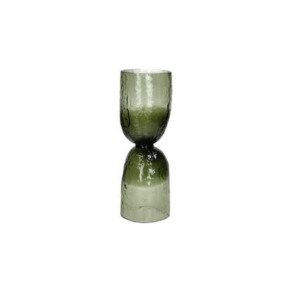Vase Hurricane Glass Green Dia 4.5" - Green