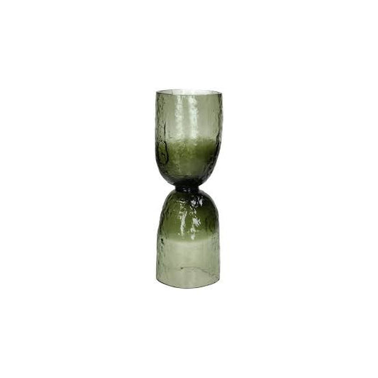 Vase Hurricane Glass Green Dia 4.5" - Green