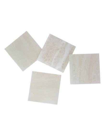 Set of 4 White Square Resin Coasters Length 3.94"