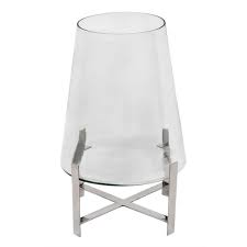 Lg. Glass Candle Holder w/ Silver Stand 11 Dia