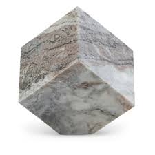 Butterscotch Marble Cube Object Lg. - Grey