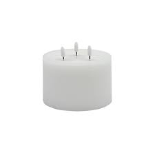 3 wick Small White Small Flameless Candle - White