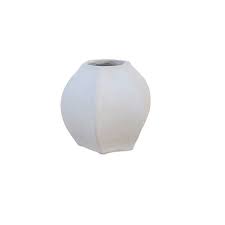 Paper Mache Vase White Dia 9.25" - NATURAL WHITE