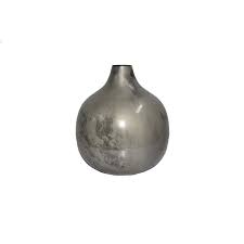 Iron Vase 11"H Silver -ST - Light Rock Silver