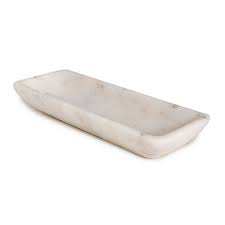 Sm. White Marble Round Edged Tray
