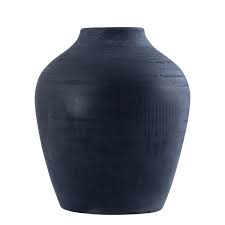 Black Terracotta Vase 9.5"H - Black