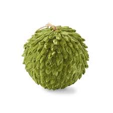 4.25 Inch Green Petal Leaf Ball Ornament