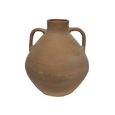 Terracotta Vase Natural H 13.6" & Dia 11.8"- ST - Natural