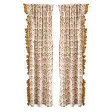 50"Wx 96"HCotton Slub Curtain Panel Pair with Velvet Ruffle Edge