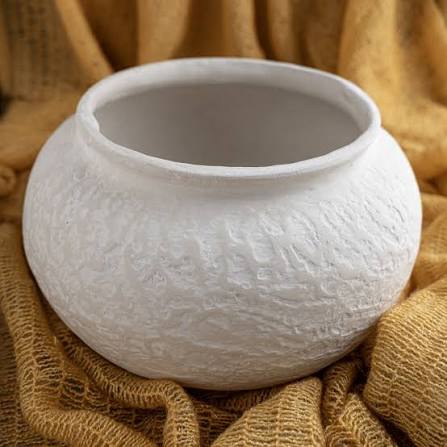 Paper Mache Pot Natural White Dia 11.02"