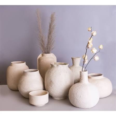 Paper Mache Vase 12.2"H - Natural White